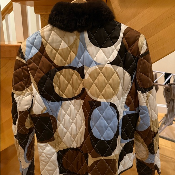 Coach Geometric Quilted Jacket with Brown Collar - Picture 3 of 5